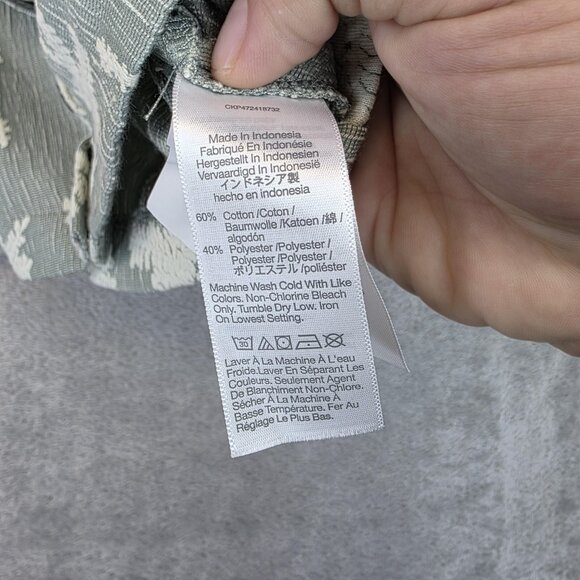 Madewell Crop Top Womens Small Green Palm Tree Button Front Tank Sleeveless - Picture 6 of 9